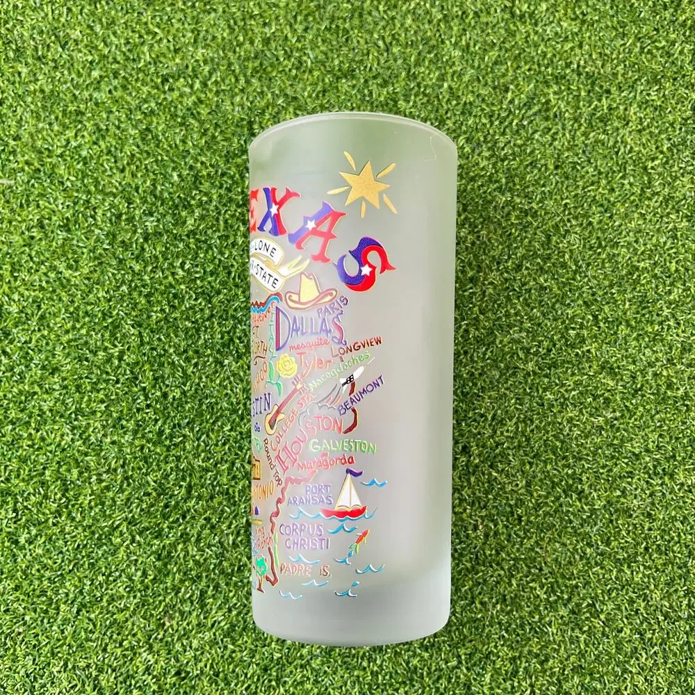 Vintage Catstudio Texas The Lone Star State Frosted Drinking Glass
